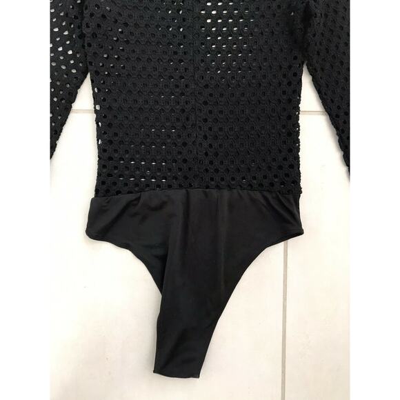 Bardot Semi Sheer Bodysuit Black Stretch - Picture 12 of 12